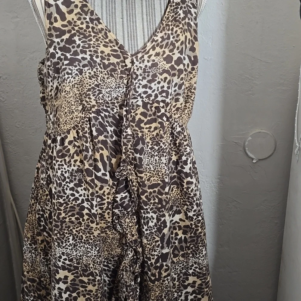 Tan and Brown Leopard Maxi Ruffles Dress - Picture 3 of 9